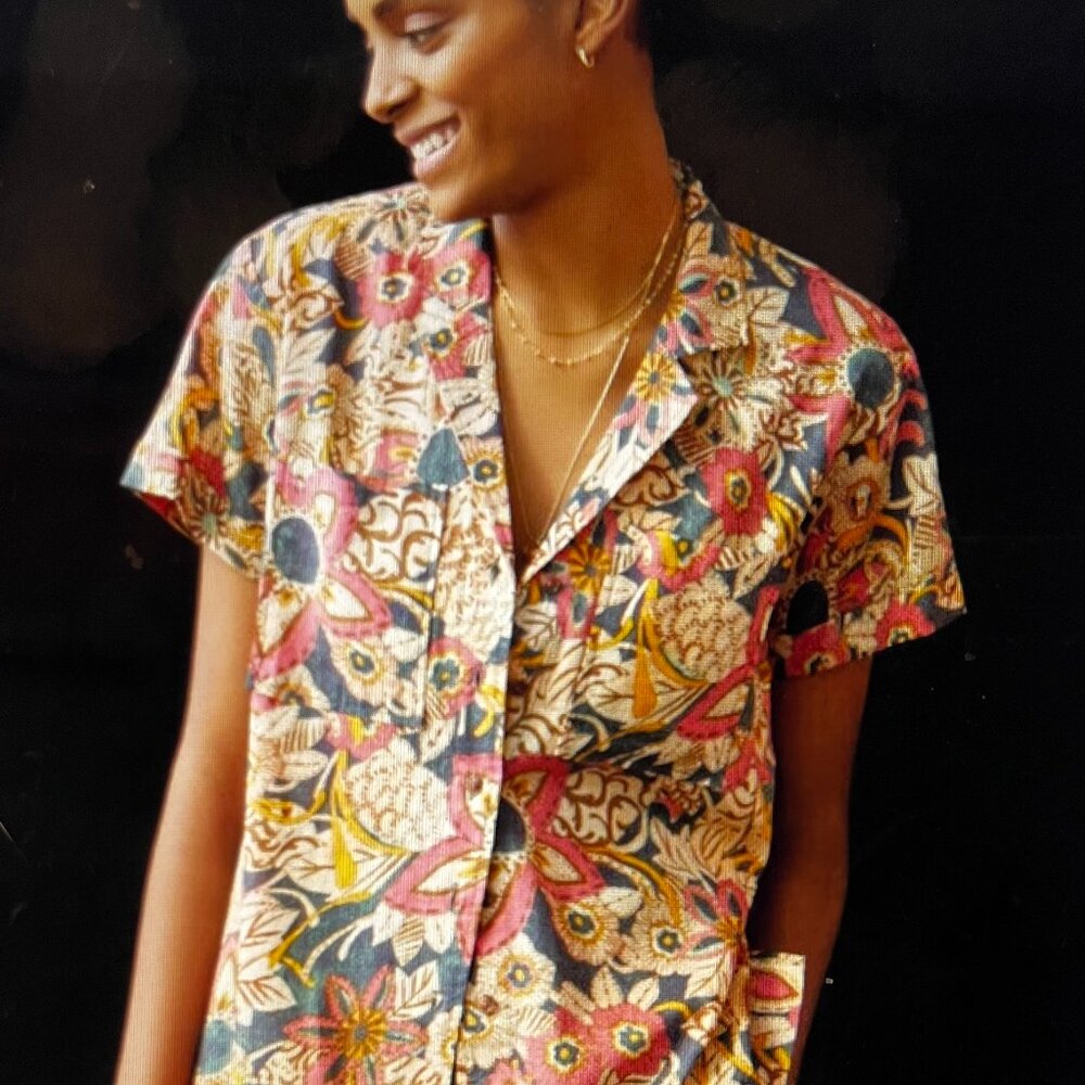 NWT Anthropologie Pilcro Printed Voile Surf Shirt Top, Sz XL